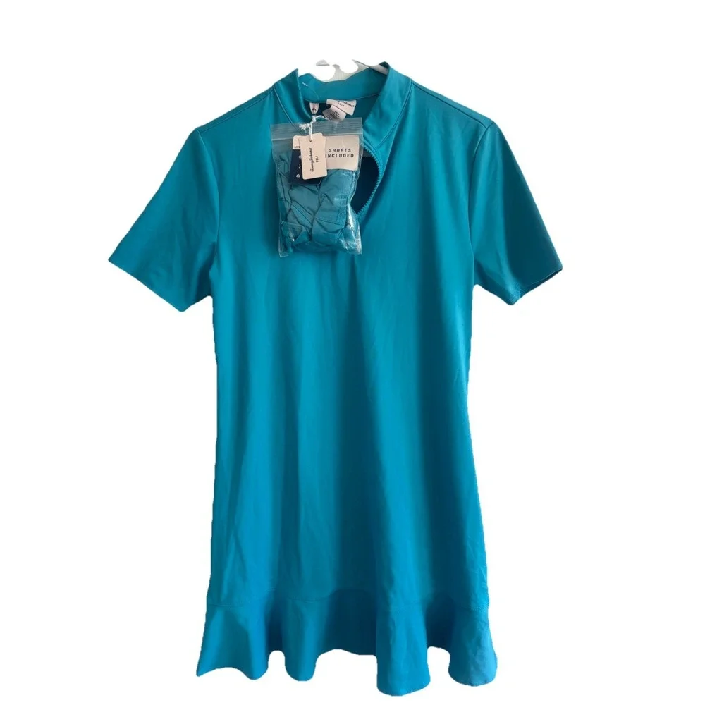 Tommy‎ Bahama Golf Women's Zip Golf Dress Scuba Blue Medium With Matching Shorts